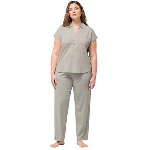 Ulla Popken Ensemble pyjama pour femme, col chemise, Noir, 48-50