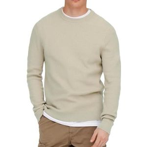 ONLY & SONS Onsphil 12 Struc Crew Knit Noos Sweatshirt voor heren, Zilveren voering.