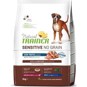 Natural trainer Sensitive Dog Medium Maxi No Grain Fruit 3 kg + Brosse à dents Whinzes gratuite