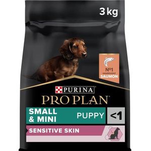 PRO PLAN Small & Mini Puppy Sensitive Skin met Optiderma, rijk aan zalm, droogvoer voor kleine puppy's, 1 x 3 kg