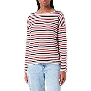 TOM TAILOR Dames sweatshirt met structuur, 30682 Kleurrijke strepen rood XL, 30682 - kleurrijke rode strepen