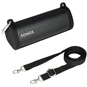Khanka Siliconen hoes met schouderriem, compatibel met Sonos Roam Wi-Fi & Bluetooth-luidspreker, met karabijnhaak. (Nior)