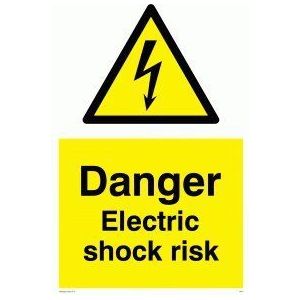 Viking Signs WE72-A1P-1M bord ""Danger Electric Shock Risk"", halfstijve kunststof, 1 mm, 800 mm H x 600 mm L