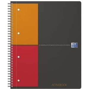 OXFORD International Activebook notitieboekje, A4-formaat, kleine 5 mm ruitjes, 160 bladzijden, polypropylene, grijze volledig ingebonden omslag
