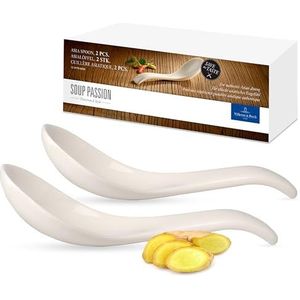 Villeroy & Boch Asia Set van 2 soeplepels van hoogwaardig porselein, vaatwasser- en magnetronbestendig, 14 cm, wit