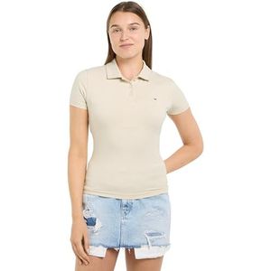 Tommy Jeans Tjw Slim Essential Polo Ss Dw0dw17220 Poloshirt met korte mouwen voor dames, krantenpapier