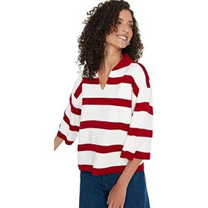 Trendyol Dames gebreide blouse standaard ronde hals rood L, Rood