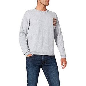 Frenchcool Heren sweatshirt, met bloemenpatroon, grijs, grijs.