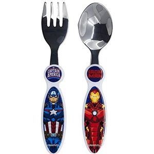 2-delige kinderbestekset van roestvrij staal bestaande uit Los Avengers vork en lepel - Marvel