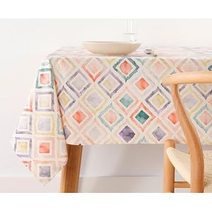 BELUM Nappe anti-taches, taille 140 x 140 cm - Nappe au toucher extra douce, couleur multicolore, nappe 100% fabriquée en Espagne, tissu 100% coton biologique, nappe modèle 0120-364