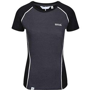 Regatta Tornell II T-shirt voor dames, transpirant, merinowol, korte mouwen, T-shirt/polos/vests, zwart/zwart
