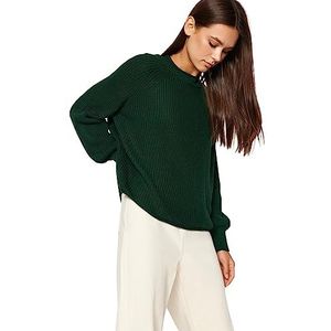 Trendyol Basic gebreide trui met ronde hals, normale pasvorm, sweatshirt voor dames (1 stuk), Emerald