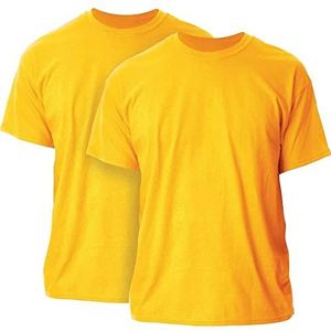 Gildan Set van 2 T-shirts van katoen voor volwassenen, T-shirt voor heren, 2 stuks, Goud