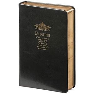 Kalpa Dreams Vintage A6 notitieboek met zwarte lederen omslag 95x145mm 260 pagina's goud