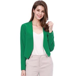 Allegra K Damesblouse met lange mouwen, kort, casual, Groen