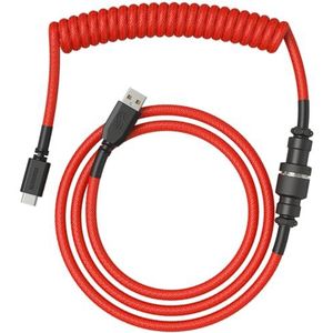 Glorious Gaming Premium Spiraal Toetsenbordkabel, vergulde USB-A (PC) naar USB-C (toetsenbord), anti-wirwar van kabels, dubbel gevlochten mouw, 5-polige luchtvaart tussenverbinding, Crimson Red