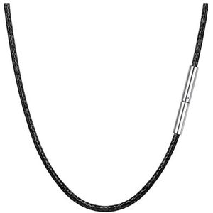 Prosteel Herenhalsketting van kunstleer, waterdicht, 2 mm/3 mm, Ketting, Koord, Zwart/Bruin, met Sluiting van roestvrij staal, lengte 41/46/51/55/61/66/71/76cm