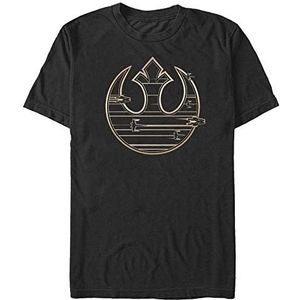 Star Wars Gold Rebel Logo Organic T-shirt met korte mouwen, uniseks, zwart.
