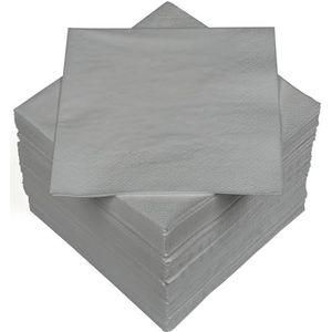 Heku 30241-23: 100 eenkleurige servetten, 3-laags, 33 x 33 cm, zilverkleurig