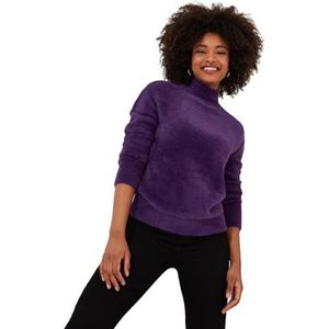 Joe Browns Fluffy Relaxed Fit High Neck Jumper Sweater voor dames (1 stuk), Paars.