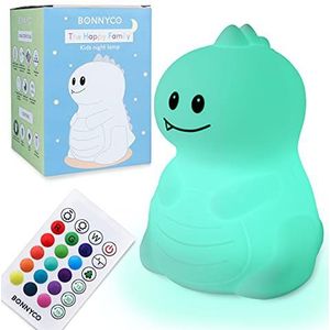 Nachtlampje voor Kinderen met Afstands- & Aanraakbediening en 16 Kleuren - BONNYCO | Nachtlamp Kinderkamer Timer | Siliconen Kinder Bedlampje 100% BPA-vrij, Geschenk voor Jongens en Meisjes