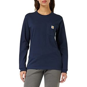 Carhartt Carhartt dik T-shirt met lange mouwen en zak, losse pasvorm, T-shirts voor dames (1 stuk), Navy Blauw