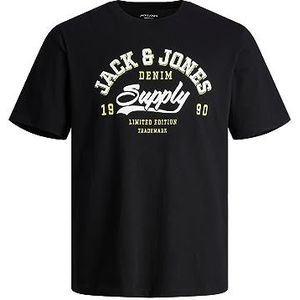 JACK & JONES Jjelogo Tee Ss O-hals 2 kraag Ss24 Sn shirt met lange mouwen voor heren, zwart.