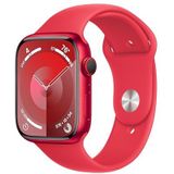 Apple Watch Series 9 (45 mm GPS + mobiel) met aluminium behuizing en sportarmband in rood (S/M). tracker voor fysieke activiteit, apps voor zuurstof in het bloed en ECG, waterbestendig