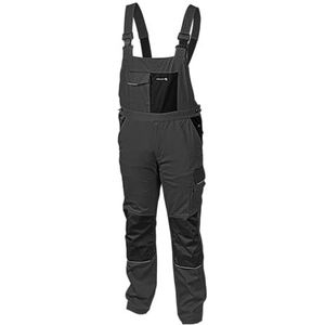 Högert Technik EDGAR Slim werkbroek met elastische bretels, 7 zakken, 600D Oxford versterkingen, reflecterende elementen en ergonomische pasvorm voor heren, grijs, XXL, slank, grijs.