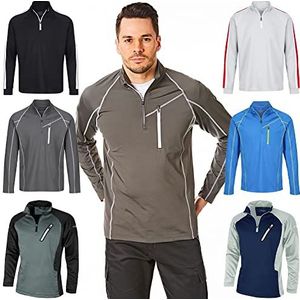 Under Par Zip Neck Mid Layer Top Jacket Heren Golfhemd (1 stuk), vintage grijs/wit
