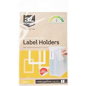 3L Fr 10335 - Zak met 6 zelfklevende labelhouders 3L - 55 x 102 mm - etiketten voor mappen, brievenbakken, lade-etiketten, planken, incl. Bristol (6 stuks)