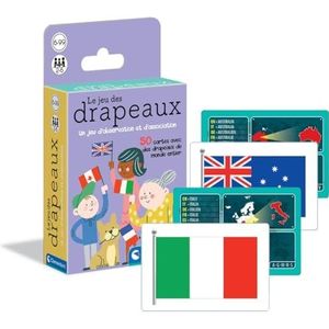 Clementoni - Het spel van de vlaggen – kaartspel voor vereniging en observatie voor kinderen – 50 landkaarten – educatief spel – gemaakt in Italië – voor 2 tot 6 spelers – vanaf 6 jaar – 52541