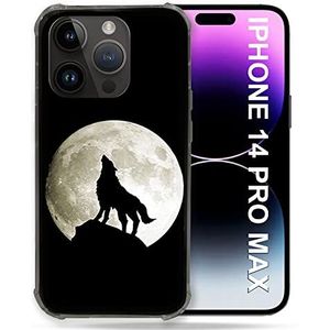 Beschermhoes voor iPhone 14 Pro Plus (6,7 inch), motief: dierenwolf, zwart