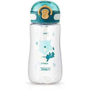 TITIROBA TKK Drinkfles voor kinderen met rietje, 350 ml, Tritan, BPA-vrij, groen