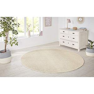 Hanse Home Nasty laagpolig tapijt voor woonkamer, kinderkamer, zacht tapijt (133 cm diameter, 100% polypropyleen, onderhoudsvriendelijk, vloerverwarming), crème effen