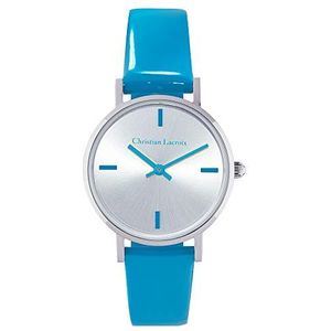 Christian Lacroix - Dameshorloge met kwarts, MIYOTA 2025 uurwerk, wijzerplaat 36 mm en leren armband, Blauwe armband, riem