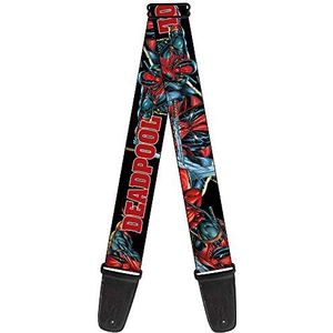 Buckle-Down Marvel Universe GS-WDP005 gitaarband Deadpool / Action Poses, zwart/rood, Meerkleurig