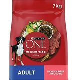 PURINA ONE Droogvoer Medium/Maxi > 10 kg volwassenen rijk aan rundvlees voor honden, 7 kg