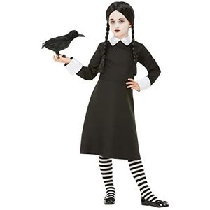Smiffys Gothic schoolmeisjeskostuum, zwart met jurk en pruik, maat M, 7-9 jaar