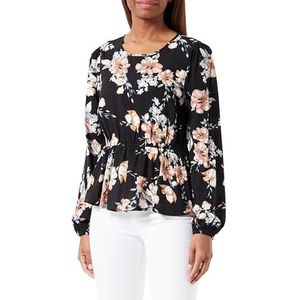 ONLY Onlnova Life L/S Peplum Top AOP Ptm Chemisier pour femme, Black/Aop:ay New Rosie Blossom, L