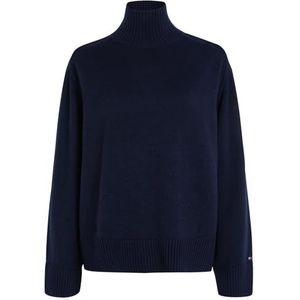 Tommy Hilfiger Mock-nk trui van wolmix dames, Desert Sky