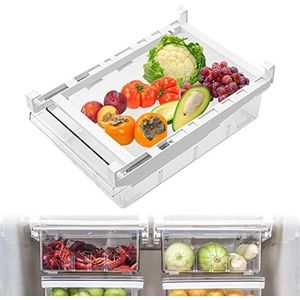 MDHAND Koelkastorganizer, uittrekbare lade, perfect opbergsysteem voor koelkast, kasten, planken, opbergdoos (groentebox)