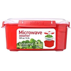 Sistema Magnetron-stomer met stoommand, 3,2 l, grote stoompan voor levensmiddelen, BPA-vrij, rood/transparant