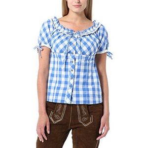 berydale Geruit blouse, klederdrachtstijl/Beierse look damesblouse (0 stuks), Blauw/Wit
