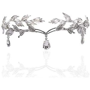 XYDZ Strass kristal diadeem bruiloft strass blad kroon kristal hoofdbanden imitatie bruiloft zilver diadeem accessoires bal - zilver, legering, kristal, legering, kristal