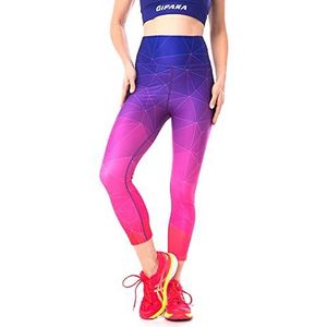 Giparra Giulia Sportlegging voor dames, met elastische band, yoga-trainingsbroek, buikcontrole en vochtregulatie, paars en roze, Paars/Roze