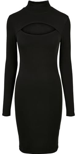 Urban Classics Dames rolkraag stretch jersey jurk, zwart.
