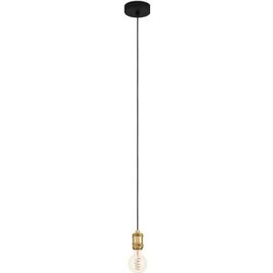 EGLO Yorth-fitting hanglamp, minimalistische kroonluchter voor slaapkamer, woonkamer en eetkamer, hanglamp van goudkleurig en zwart metaal, E27