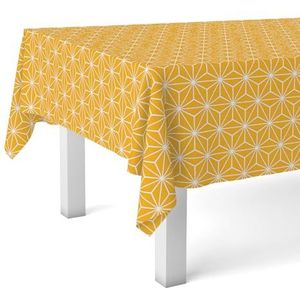 Martina Home Tafelkleed van wasdoek, polygon, mosterd, 260 x 140 cm