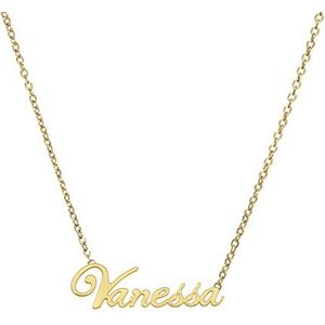 ANDANTE Premium Collection Vanessa halsketting met naam van roestvrij staal 14k goud - in lengte verstelbaar 43cm tot 48cm, hoogwaardig roestvrij staal, huidvriendelijk en hypoallergeen, 14k verguld (waterdicht en bijzonder duurzaam), Hoogwaardig roestvrij staal, huidvriendelijk en hypoallergeen, verguld met 14K goud (waterdicht en bijzonder duurzaam)